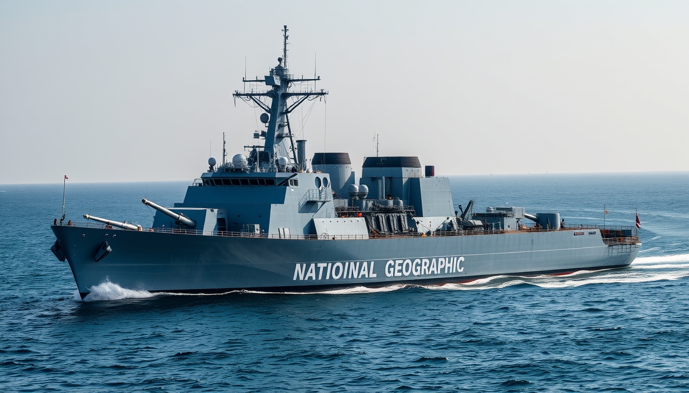 destroyer naval ship in editorial style