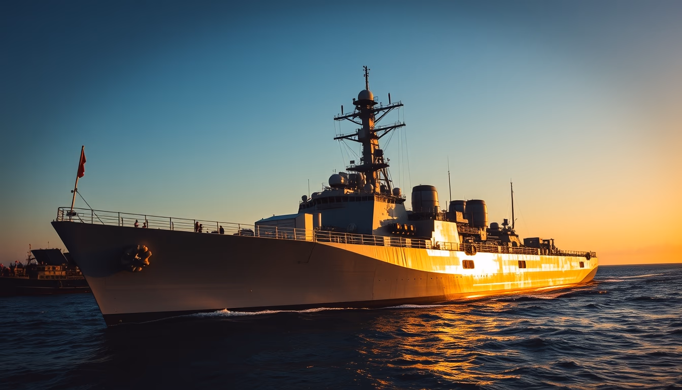 destroyer naval ship in editorial style