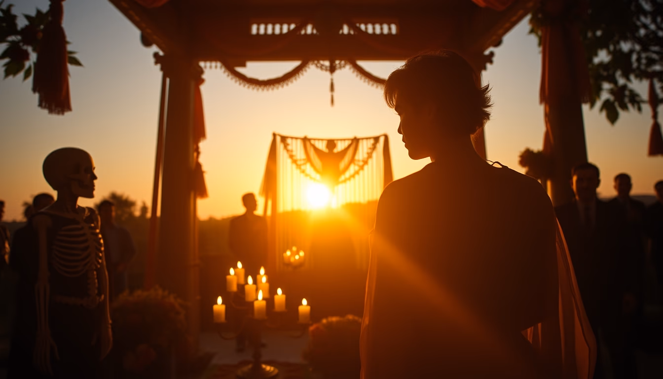 dia de los muertos altar in editorial style