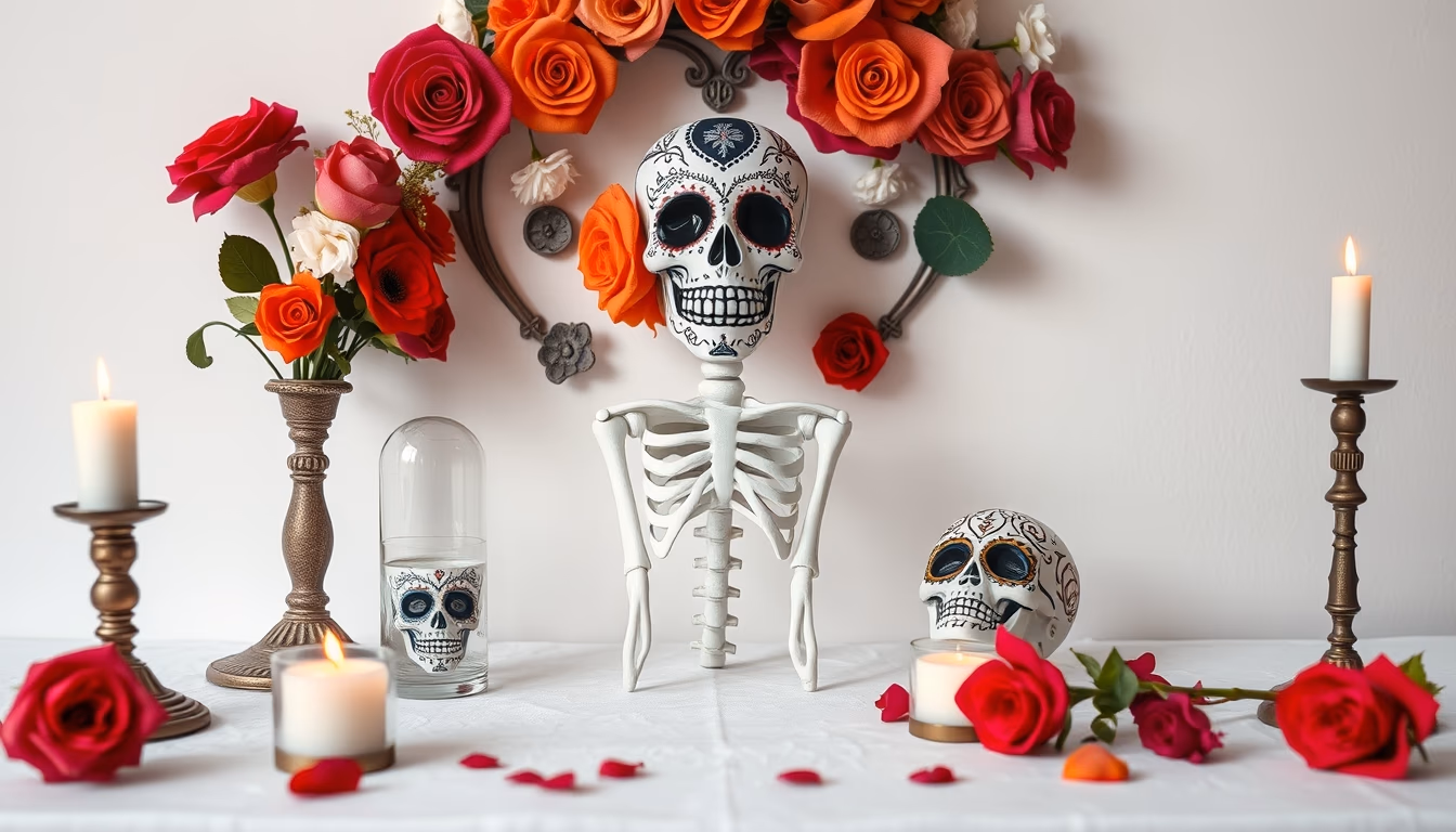 dia de los muertos altar in editorial style