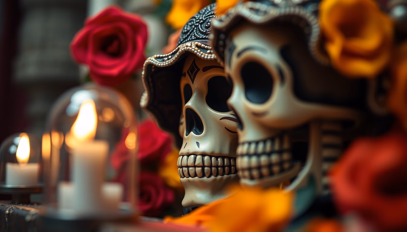 dia de los muertos altar in editorial style