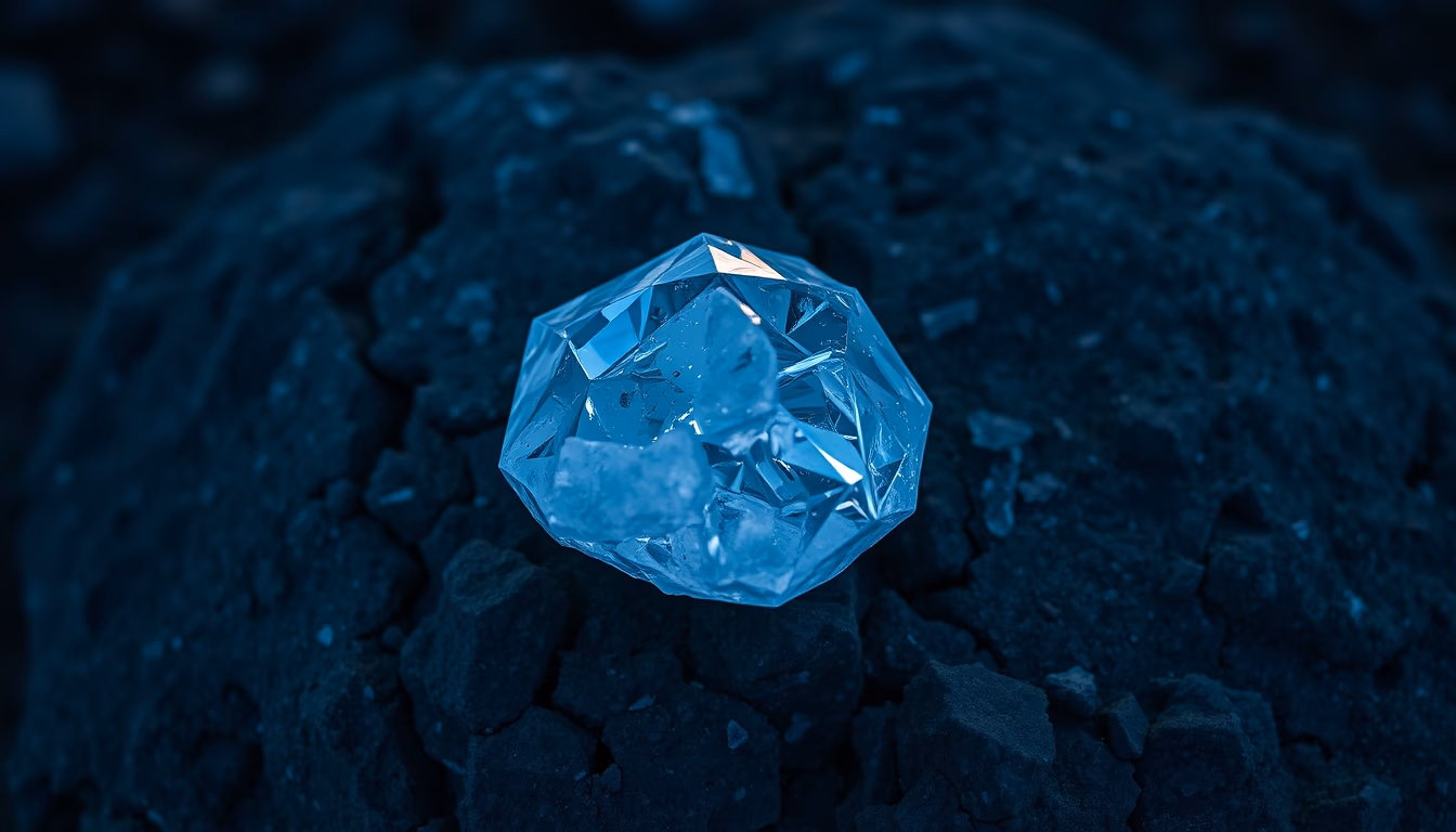 diamond rough crystal in editorial style