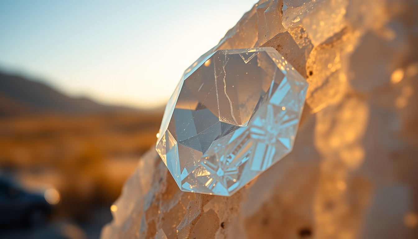 diamond rough crystal in editorial style