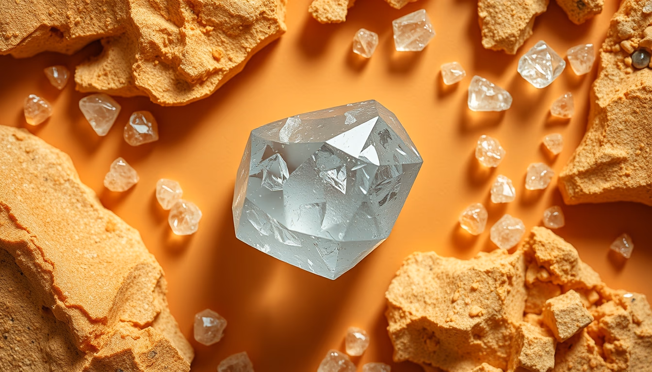 diamond rough crystal in editorial style