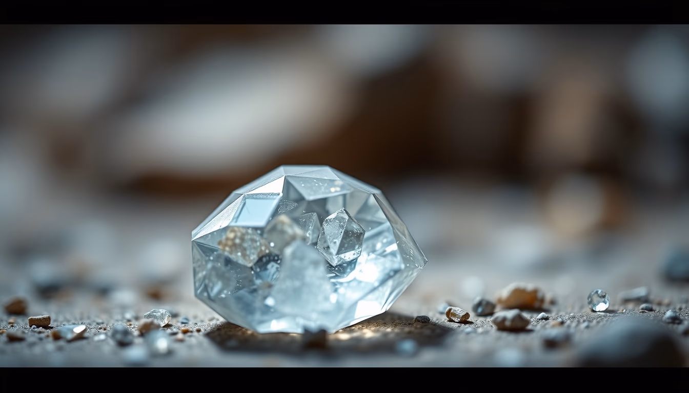 diamond rough crystal in editorial style