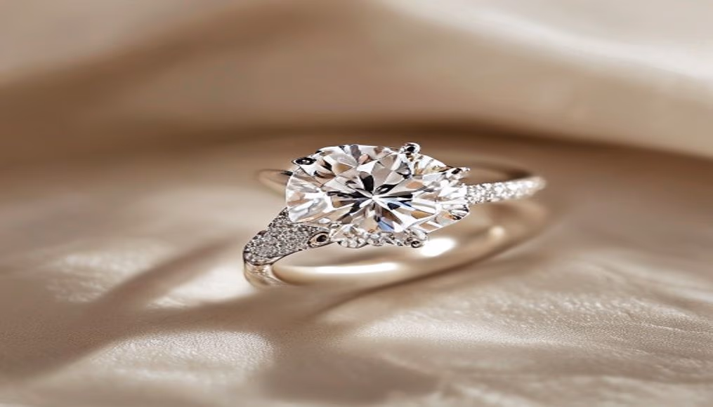 diamond solitaire ring 5 carat platinum in luxury editorial photography