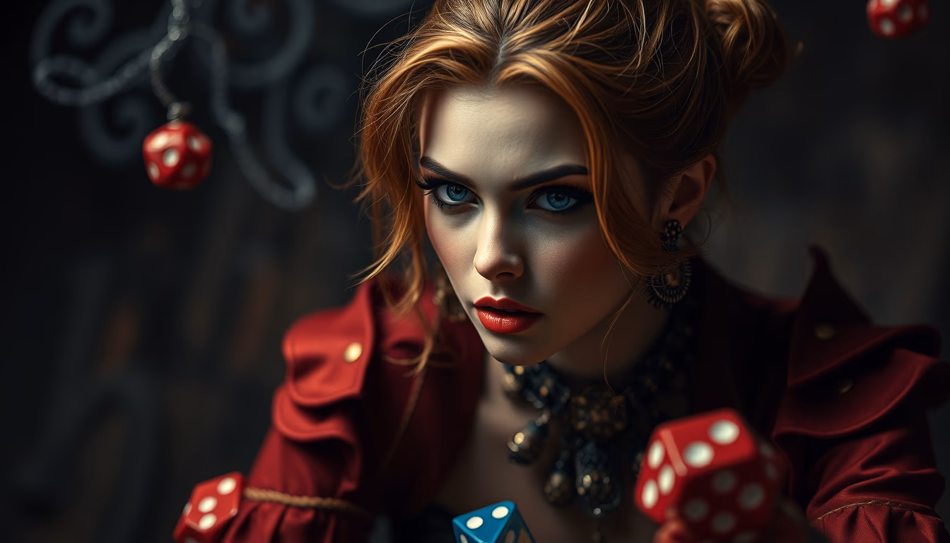 dice rpg fantasy in editorial style