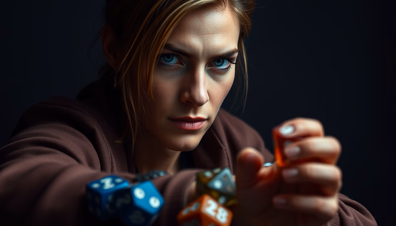 dice rpg fantasy in editorial style