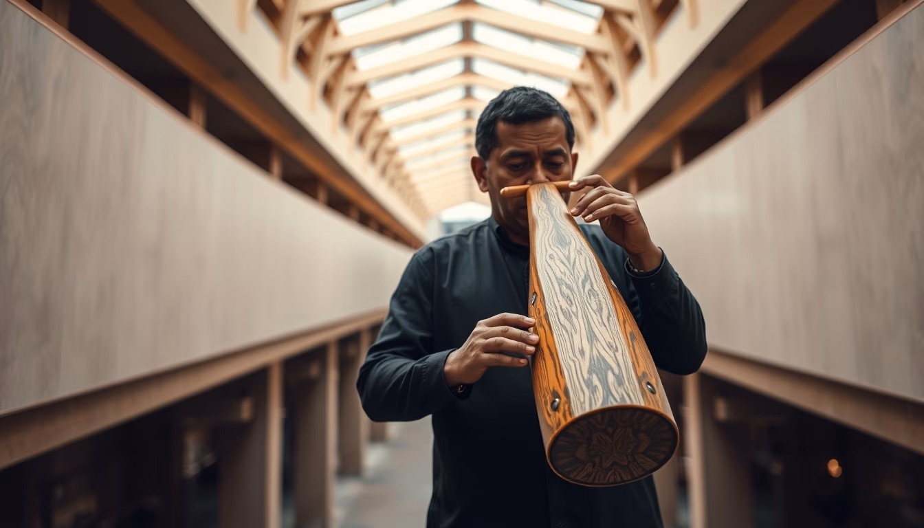 didgeridoo aboriginal in editorial style