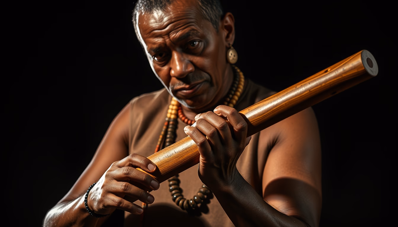didgeridoo aboriginal in editorial style