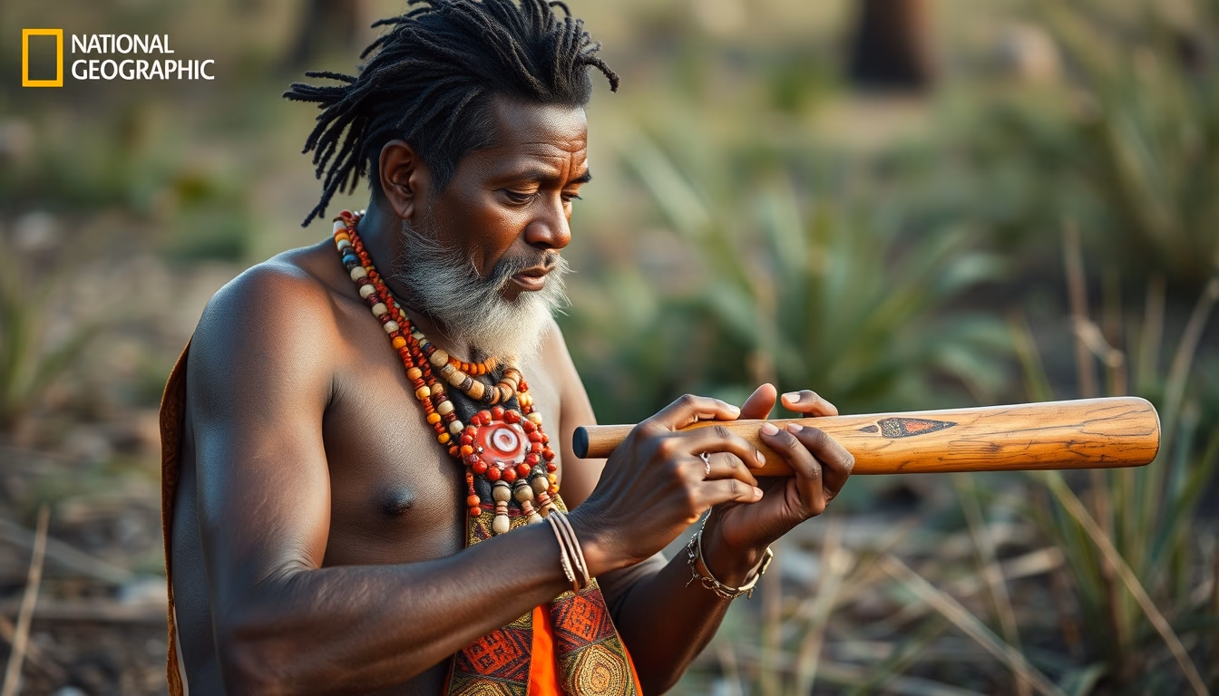 didgeridoo aboriginal in editorial style