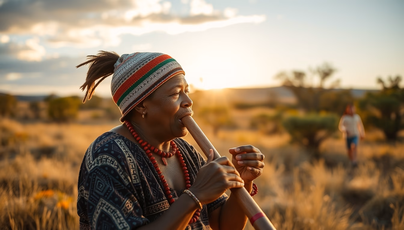 didgeridoo aboriginal in editorial style