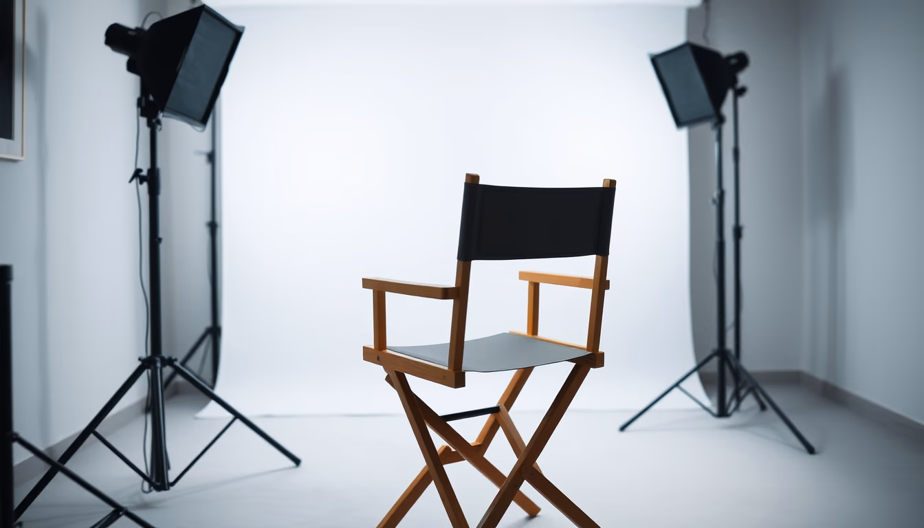 director chair empty studio in editorial style
