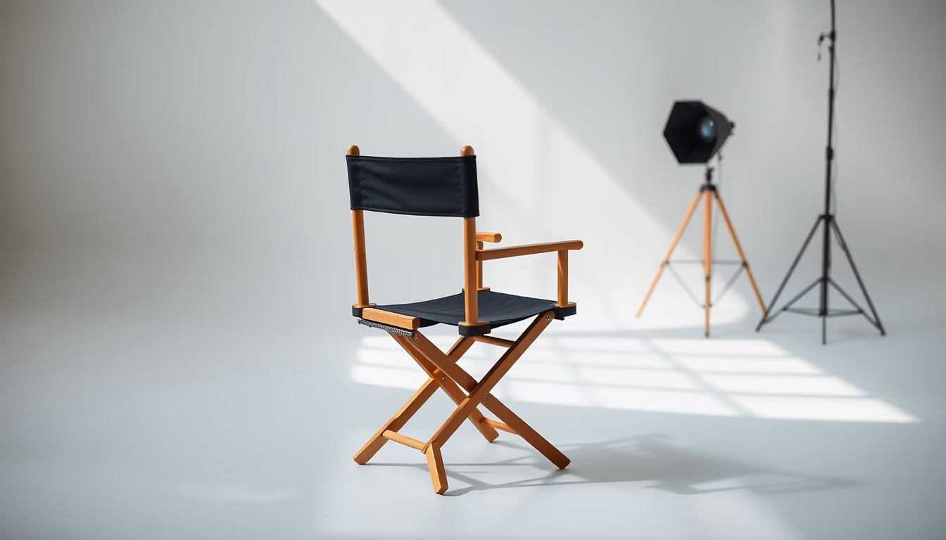 director chair empty studio in editorial style