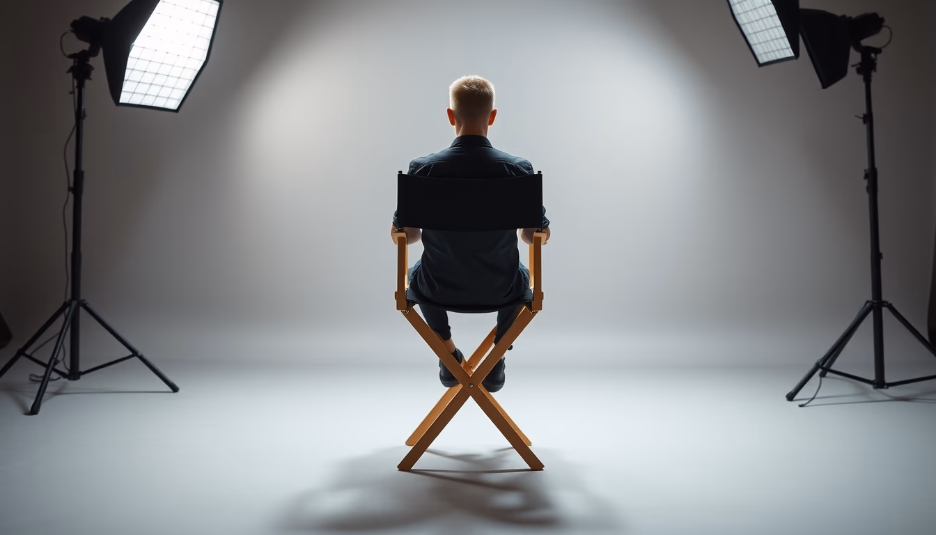director chair empty studio in editorial style