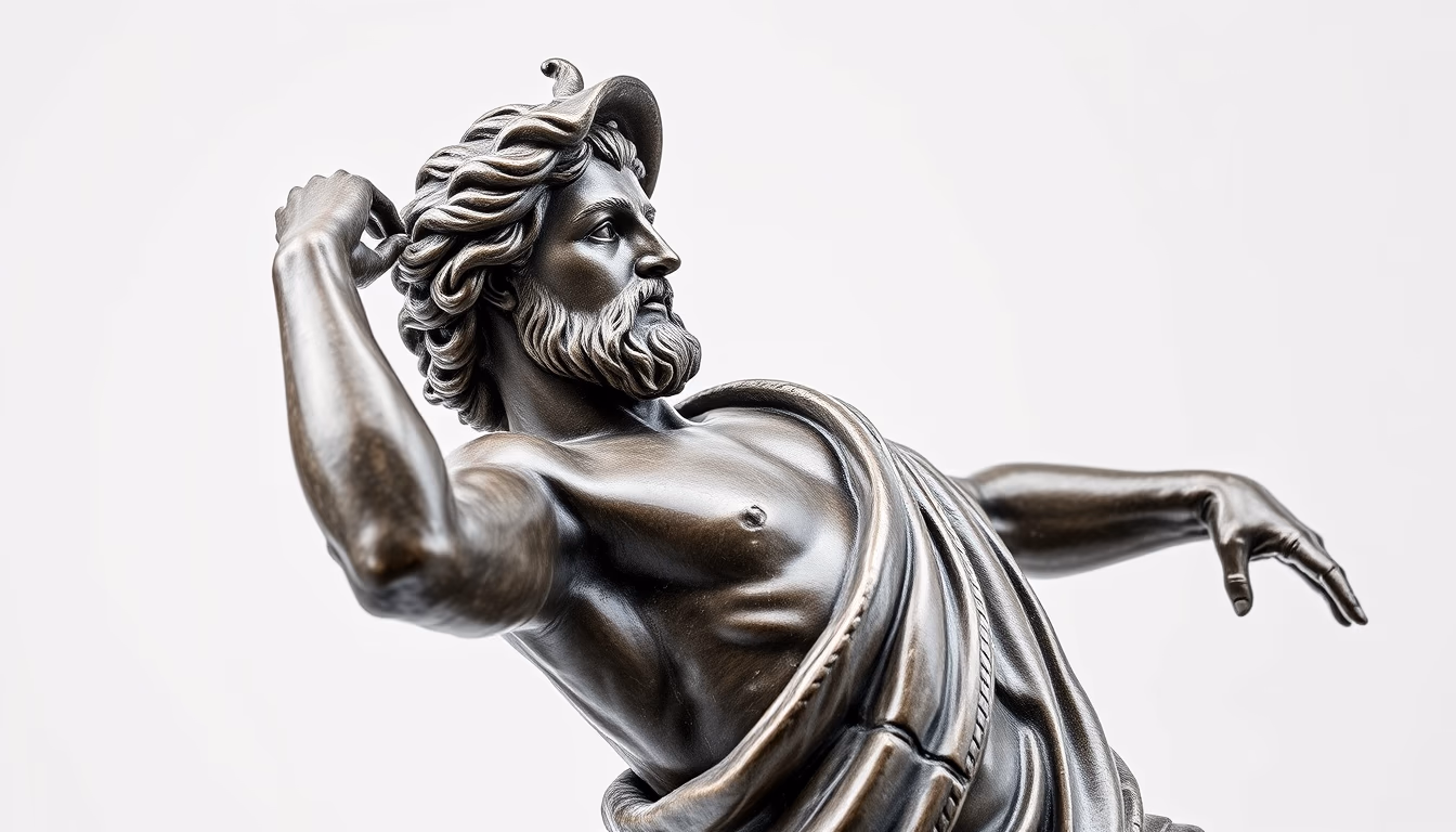 discobolus statue greek in editorial style