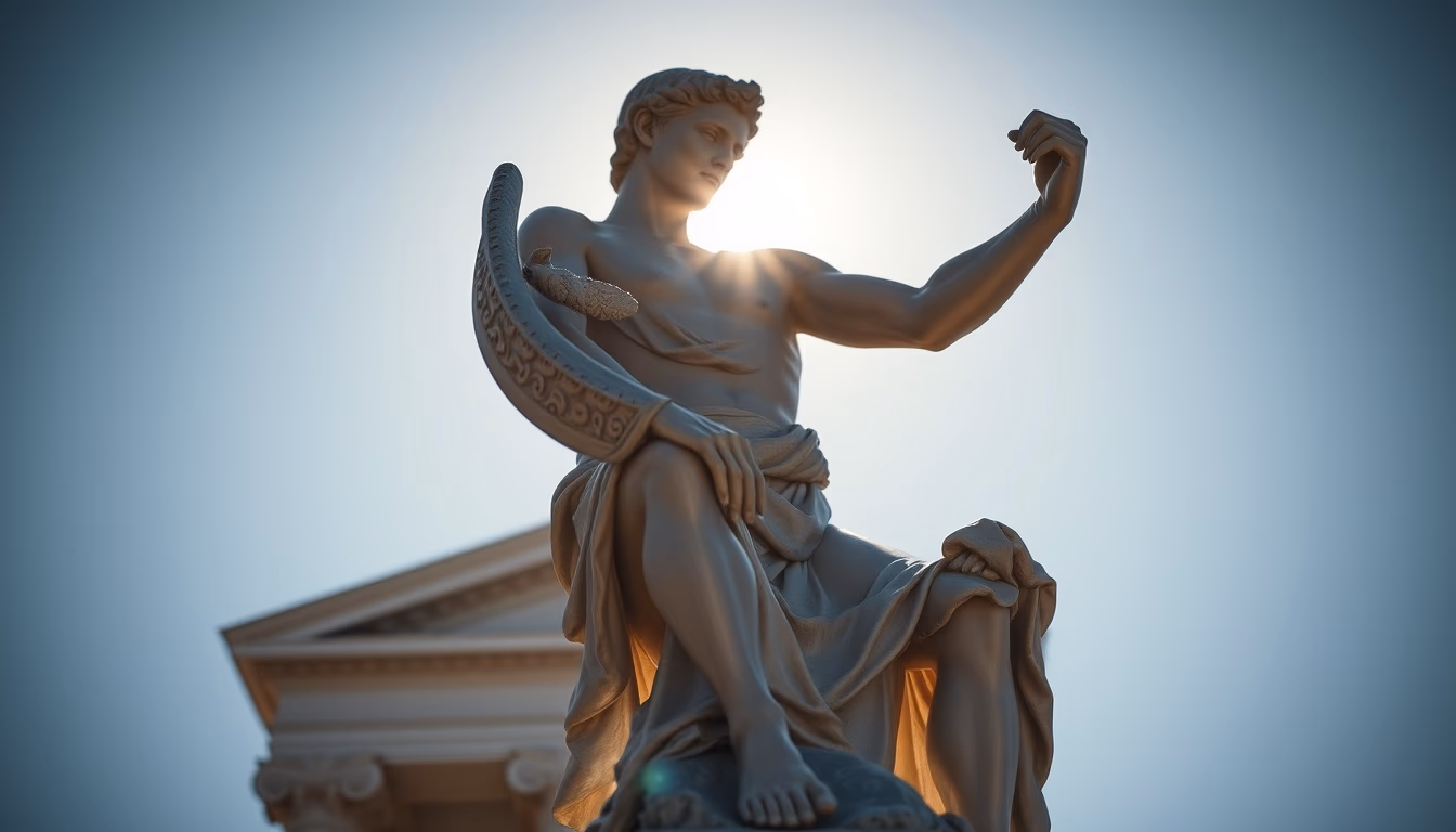 discobolus statue greek in editorial style