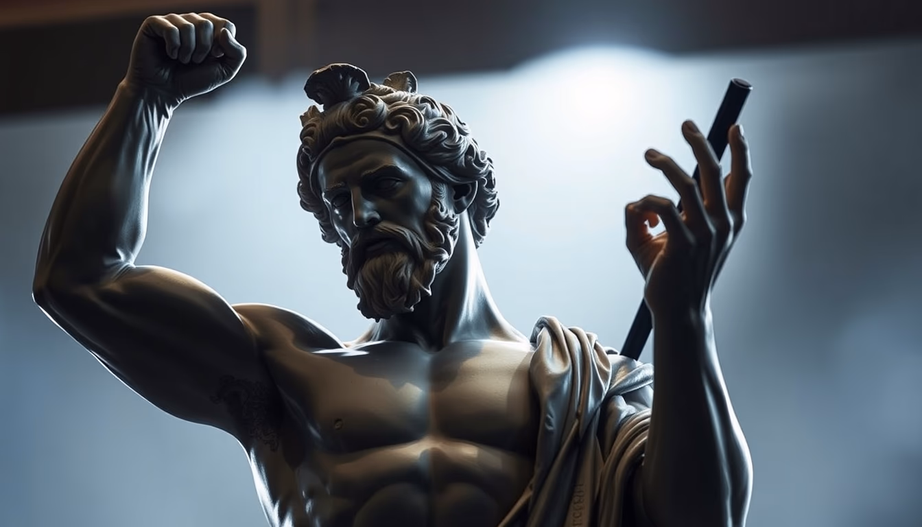 discobolus statue greek in editorial style