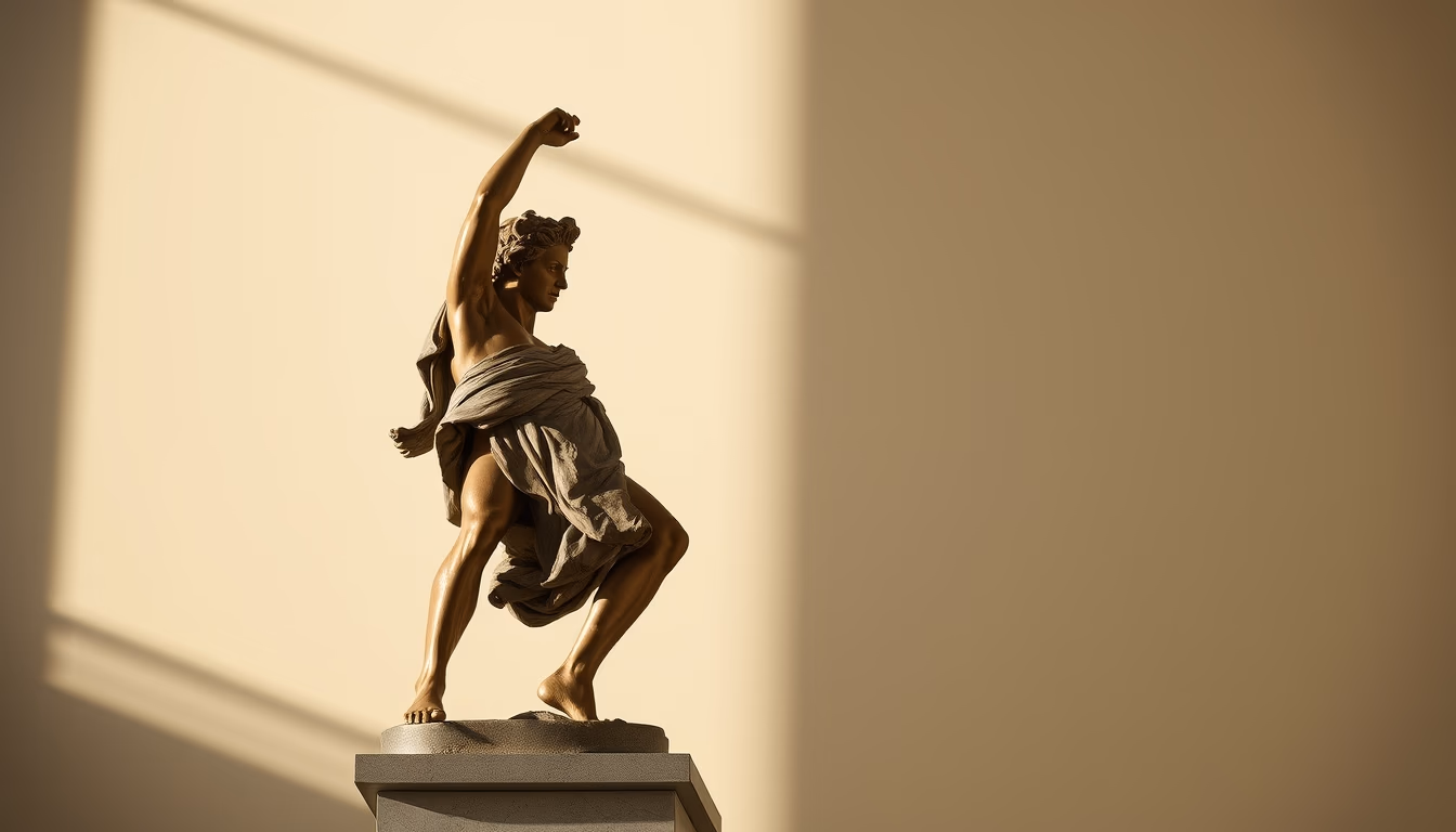 discobolus statue greek in editorial style