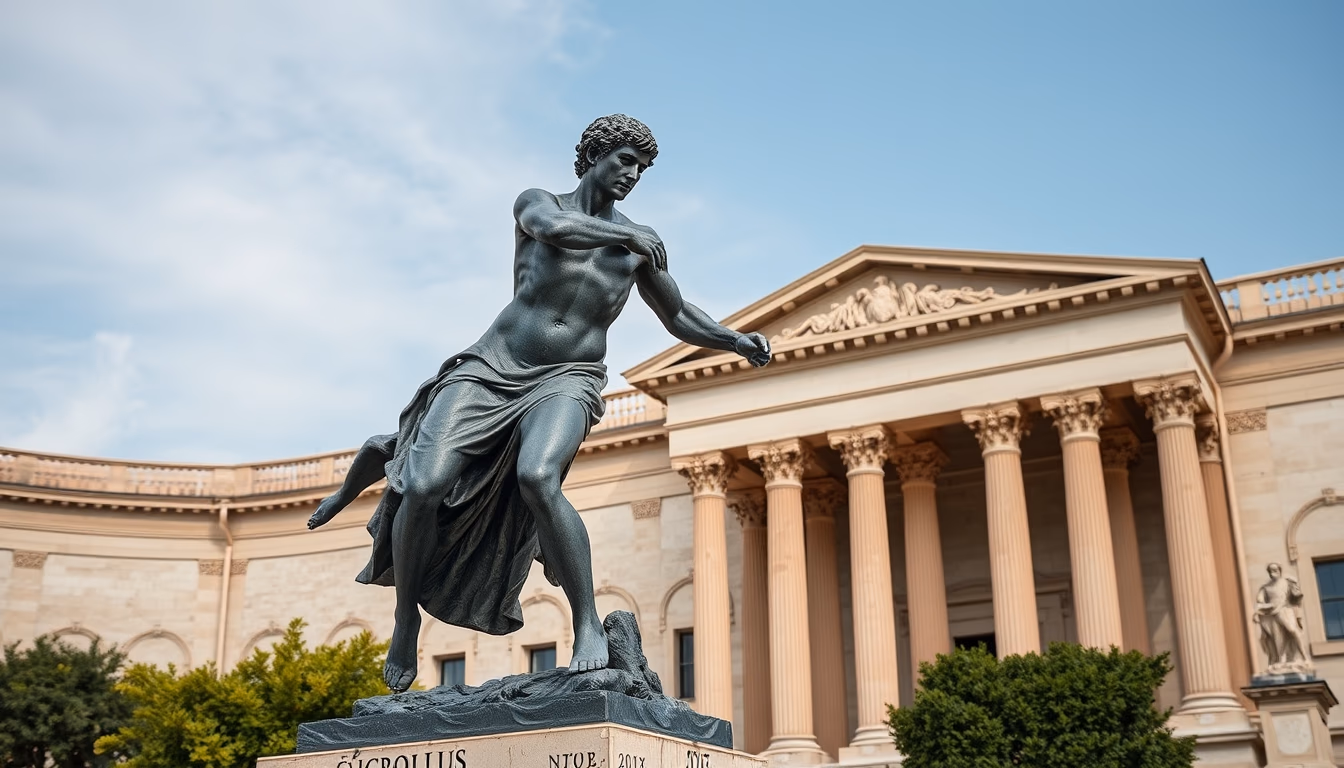 discobolus statue greek in editorial style