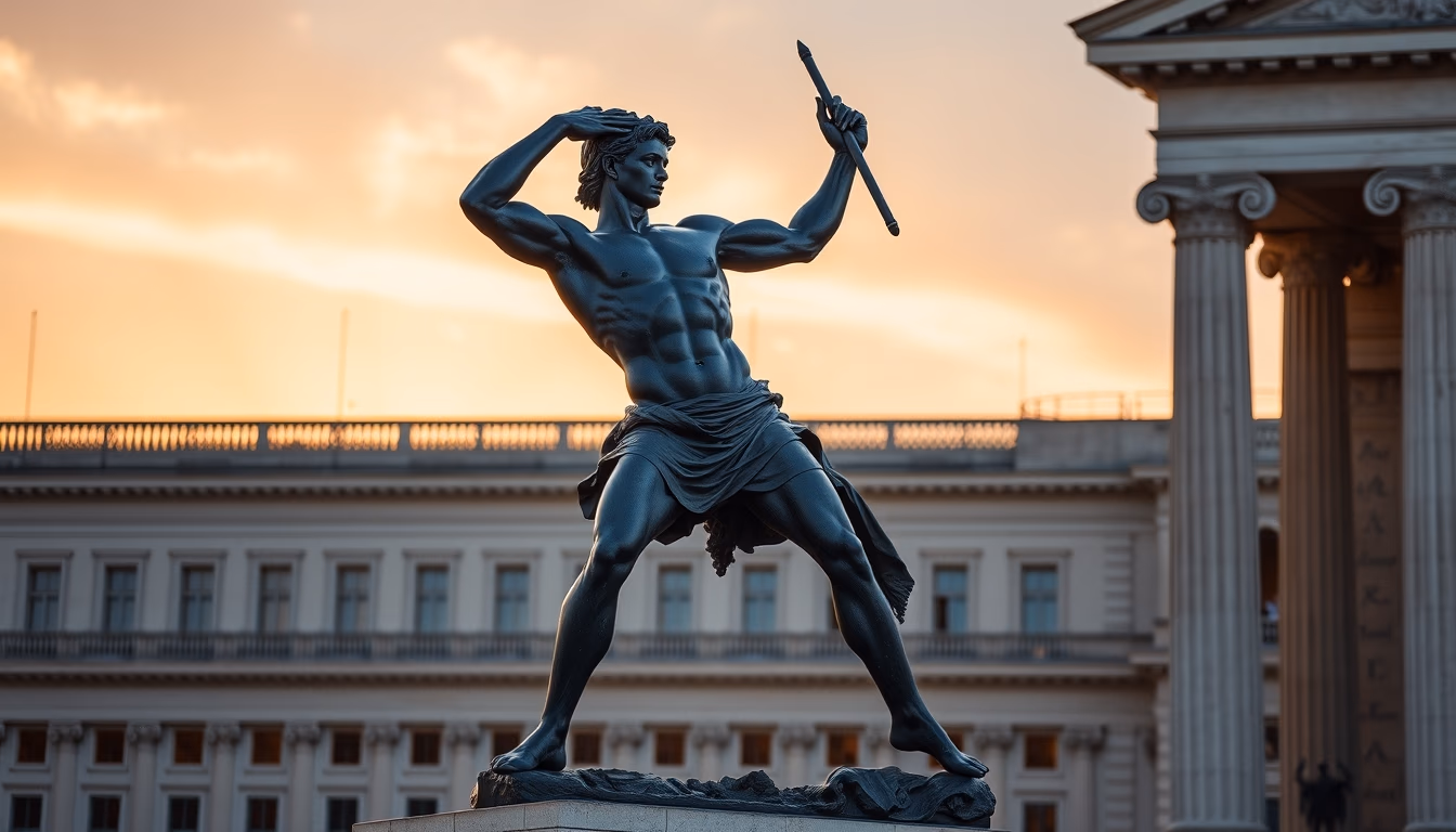 discobolus statue greek in editorial style