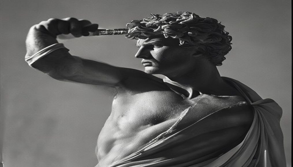 discobolus thrower greek in editorial style