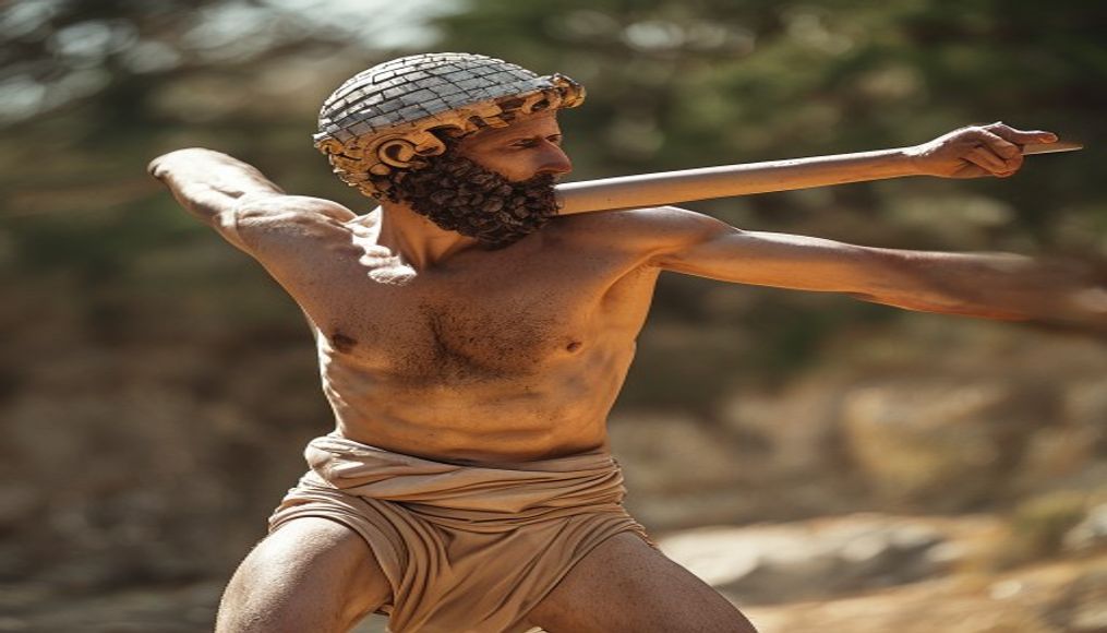 discobolus thrower greek in editorial style