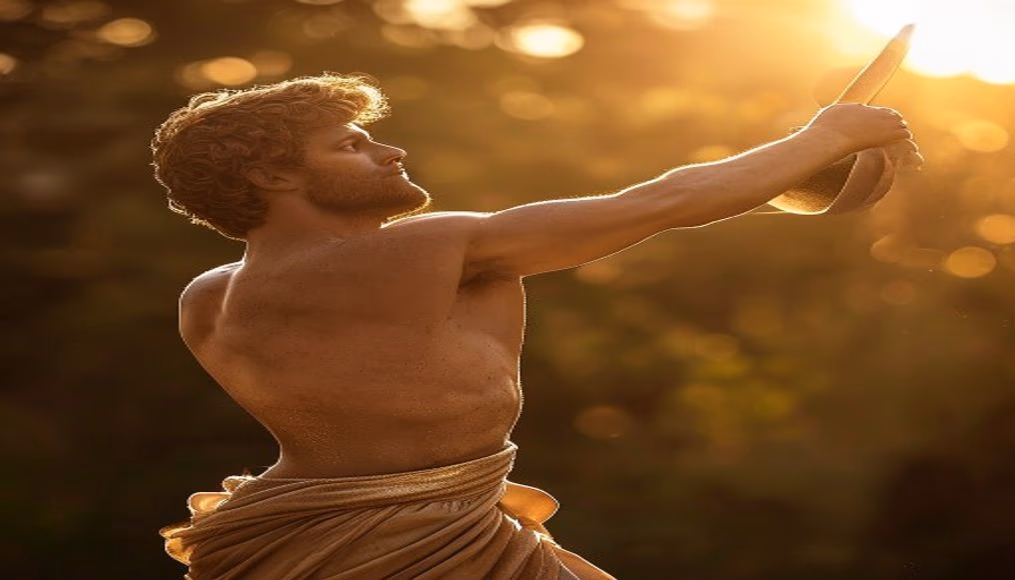 discobolus thrower greek in editorial style