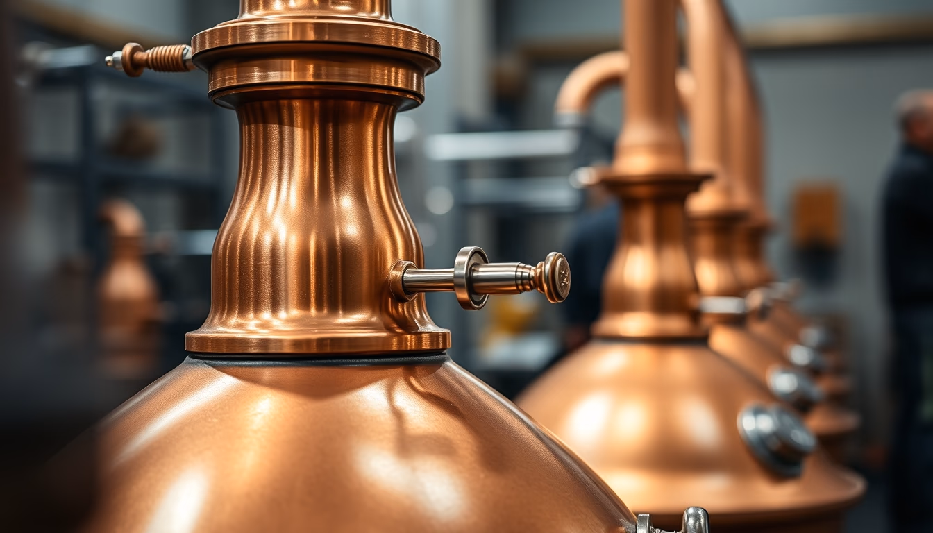Distillery copper still em estilo editorial