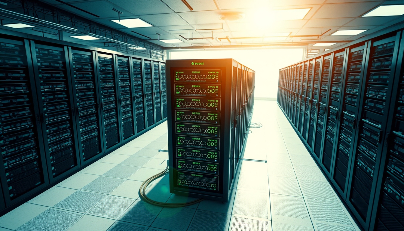 distributed ledger multiple servers in data center in editorial style