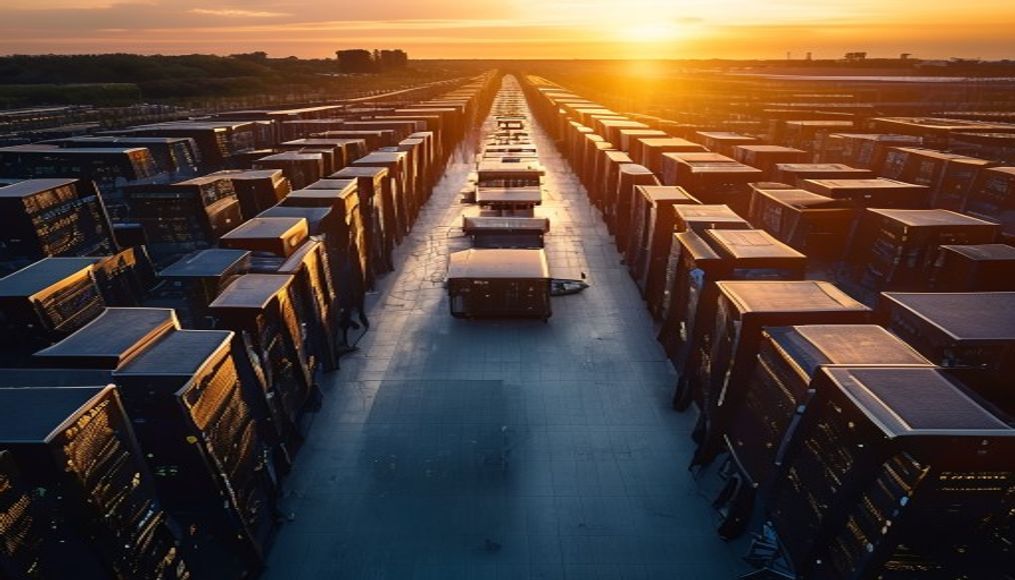 Ledger distribuído múltiplos servidores em data center em estilo editorial