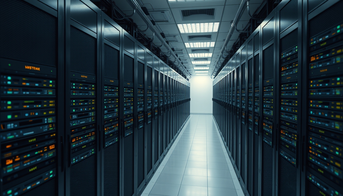 distributed ledger multiple servers in data center in editorial style