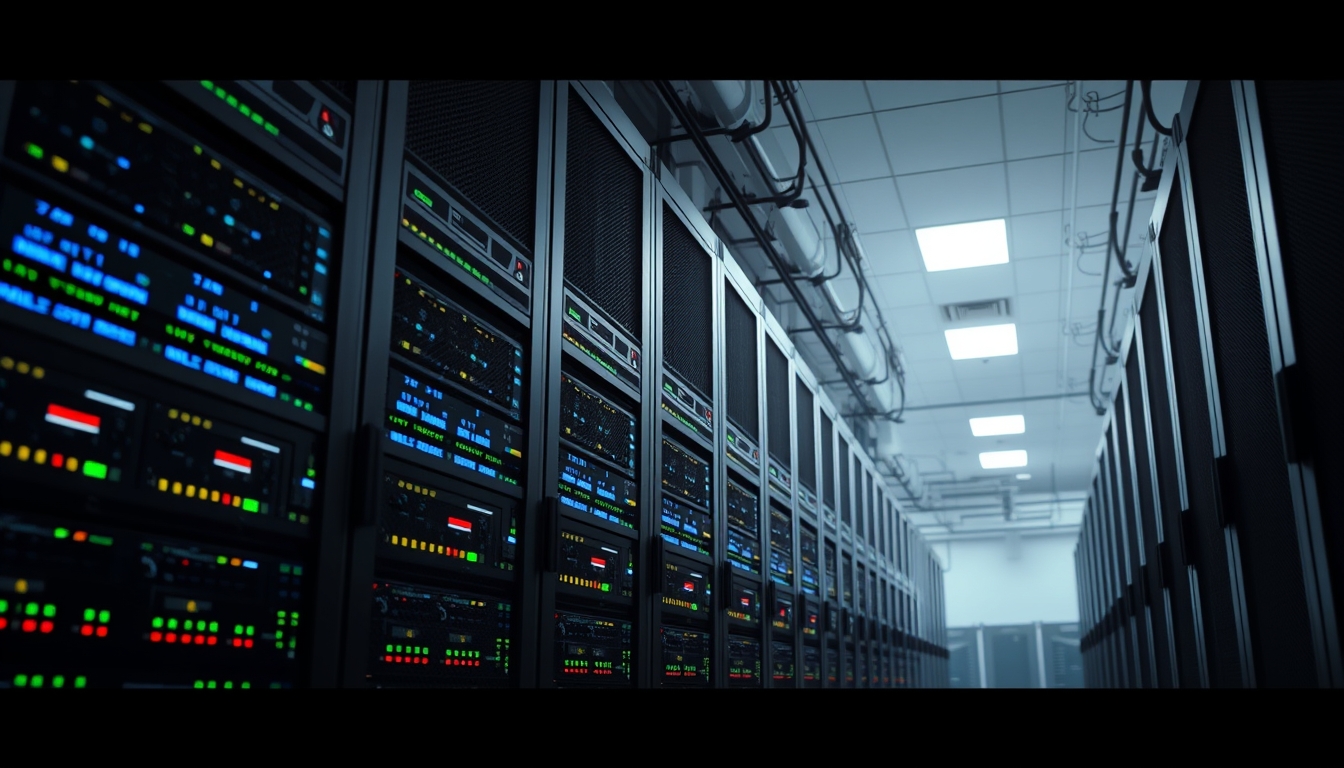 distributed ledger multiple servers in data center in editorial style