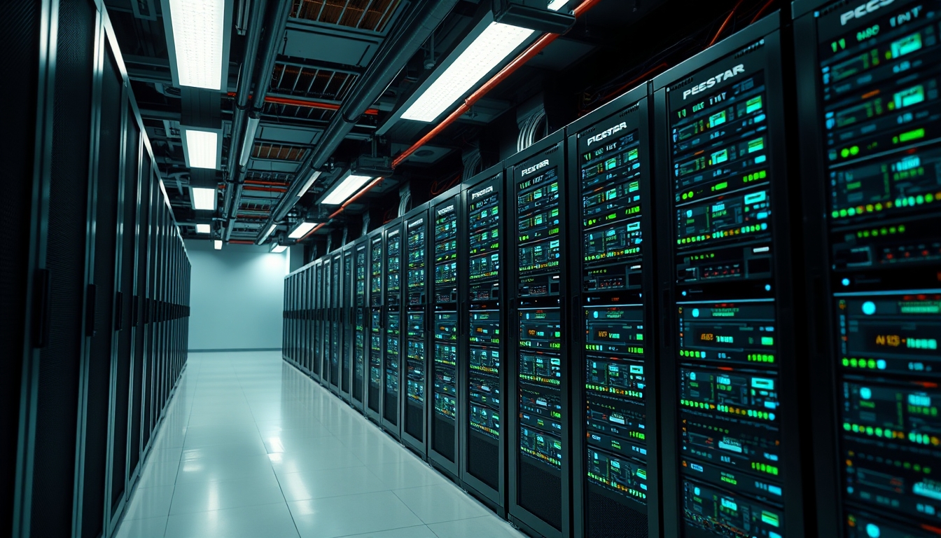 distributed ledger multiple servers in data center in editorial style