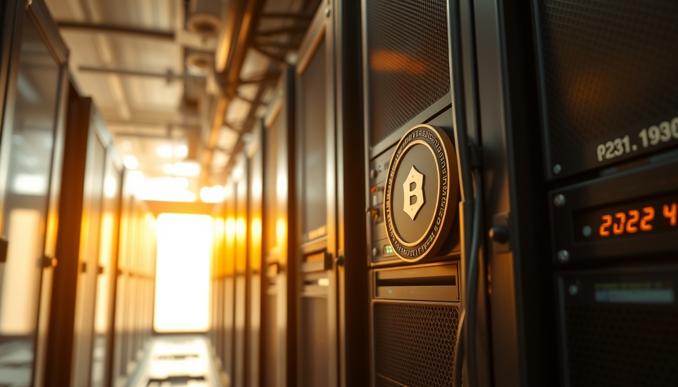 distributed ledger multiple servers in data center in editorial style