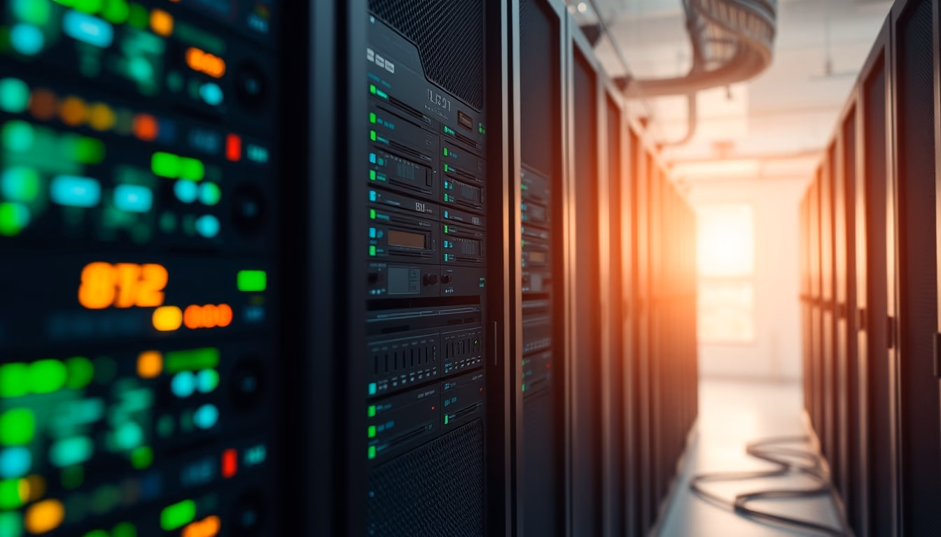 distributed ledger multiple servers in data center in editorial style