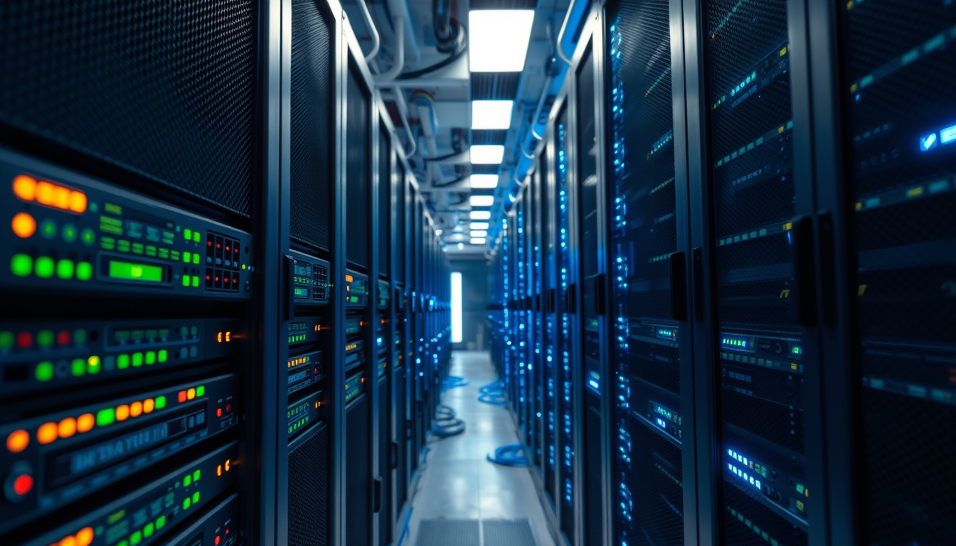 distributed ledger multiple servers in data center in editorial style