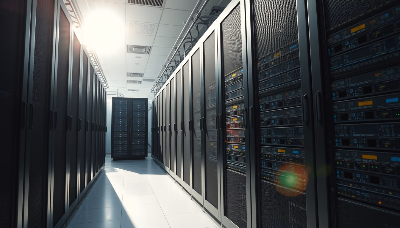 distributed ledger multiple servers in data center in editorial style
