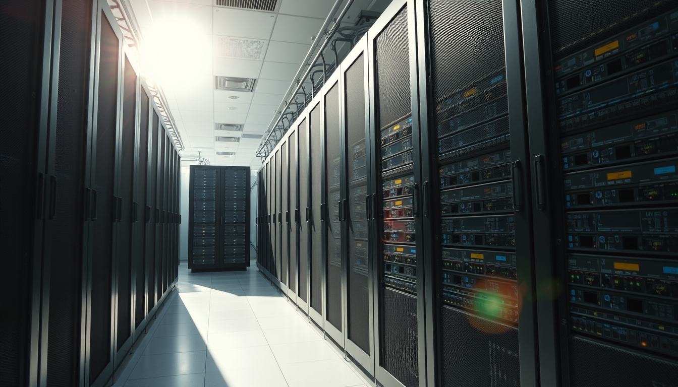 distributed ledger multiple servers in data center in editorial style