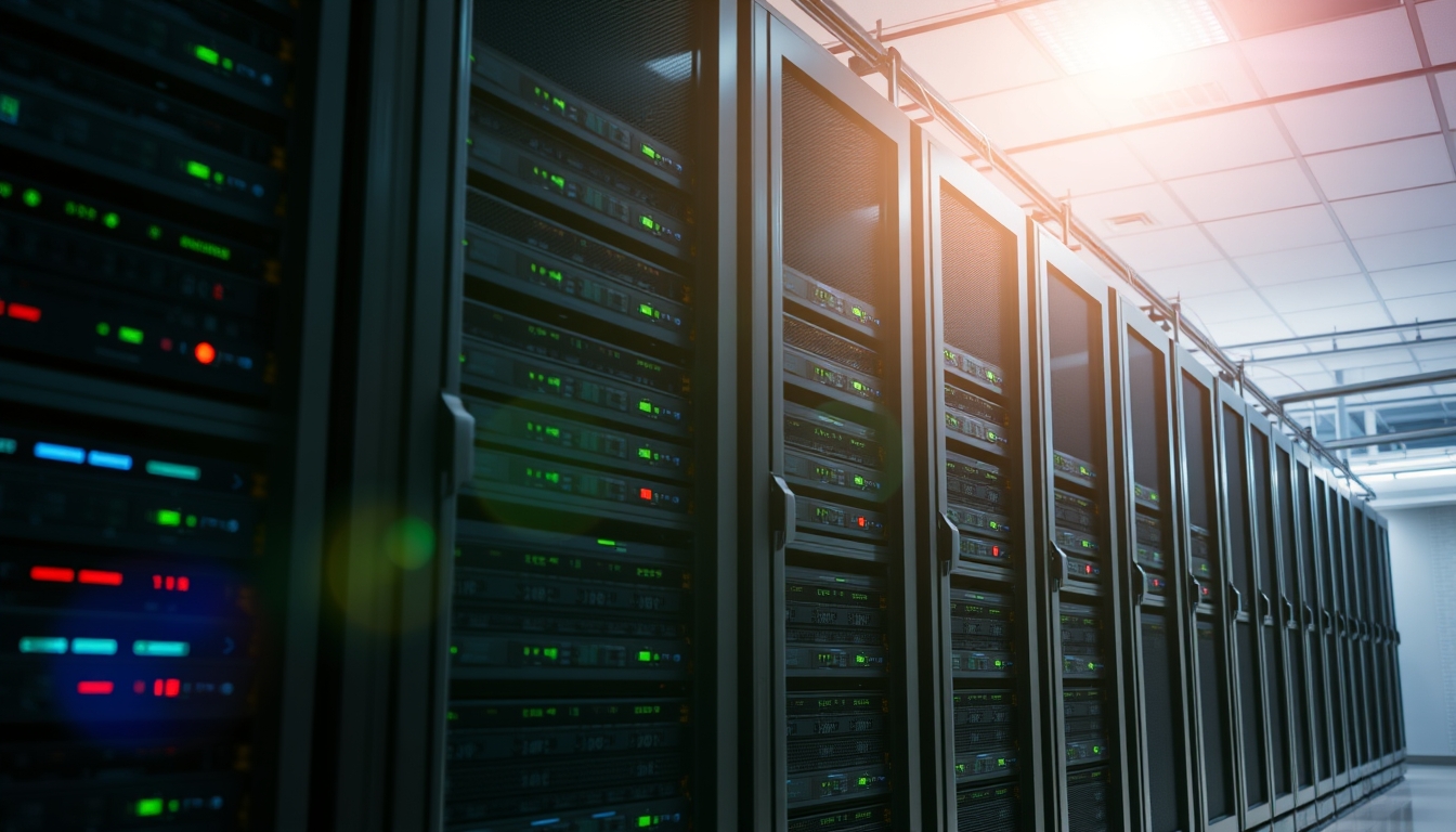 distributed ledger multiple servers in data center in editorial style