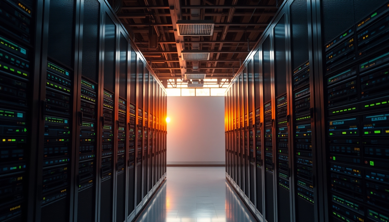 distributed ledger multiple servers in data center in editorial style