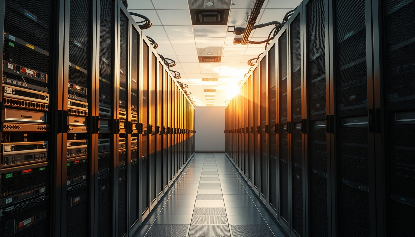 distributed ledger multiple servers in data center in editorial style