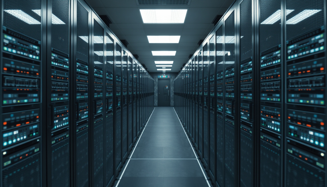 Ledger distribuído múltiplos servidores em data center em estilo editorial