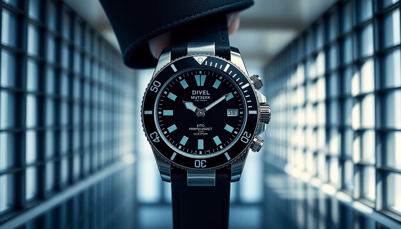 dive computer wrist in editorial style