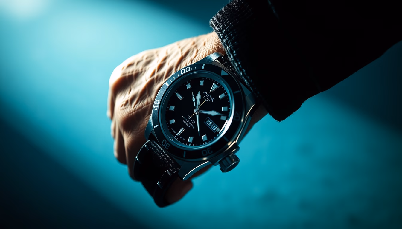 dive computer wrist in editorial style