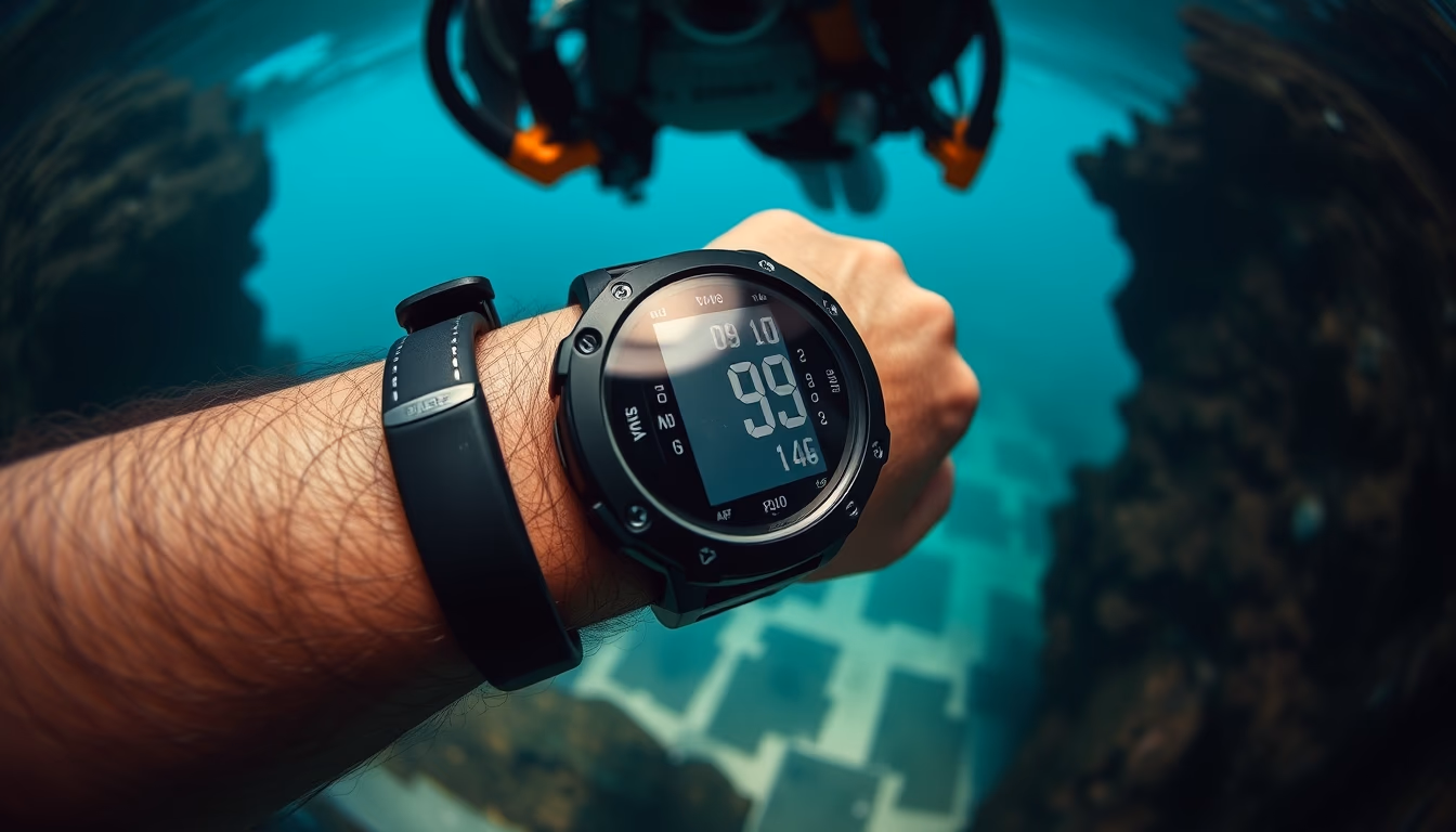 dive computer wrist in editorial style