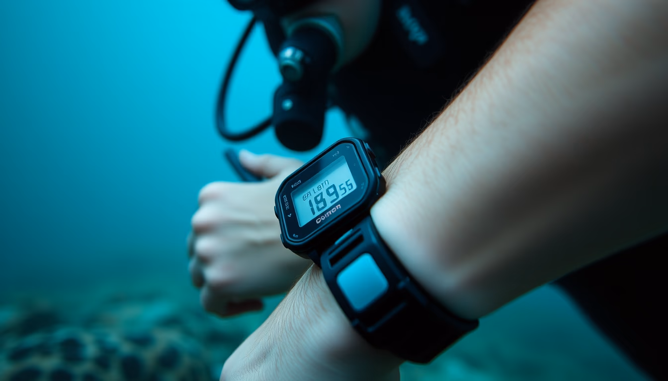 dive computer wrist in editorial style