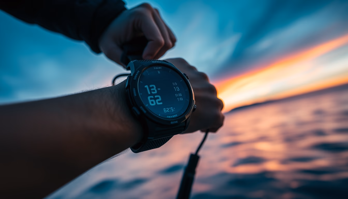 dive computer wrist in editorial style