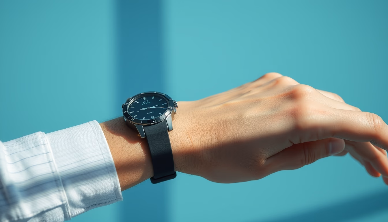 dive computer wrist in editorial style