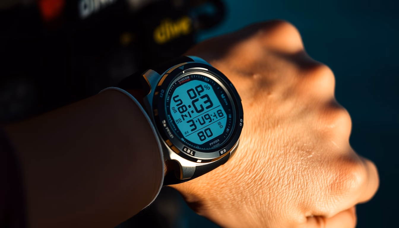 dive computer wrist in editorial style
